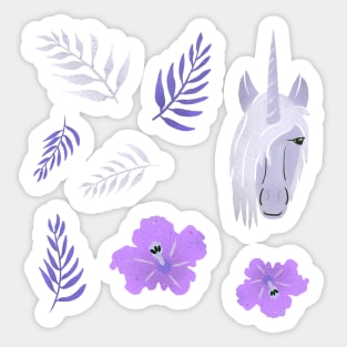 Pink Unicorn and Hibiscus Sticker